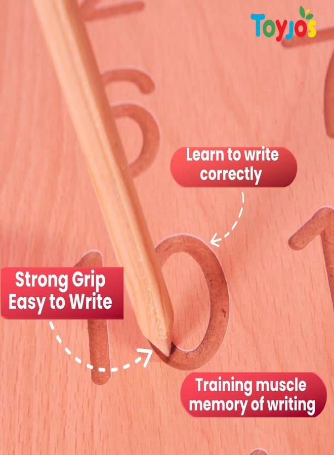 TOYJOS Wooden Counting and Roman Numbers Tracing Board With Stylus Pen | Kids Educational Double-Sided Maths Practice Board Toys | Reversible Montessori Learning Writing Slate for Boys, Girls (Age 2+) - Image 3